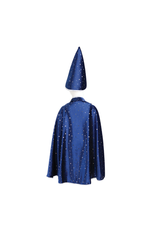 Great Pretenders Glitter Wizard Cape & Hat Blue 4-6