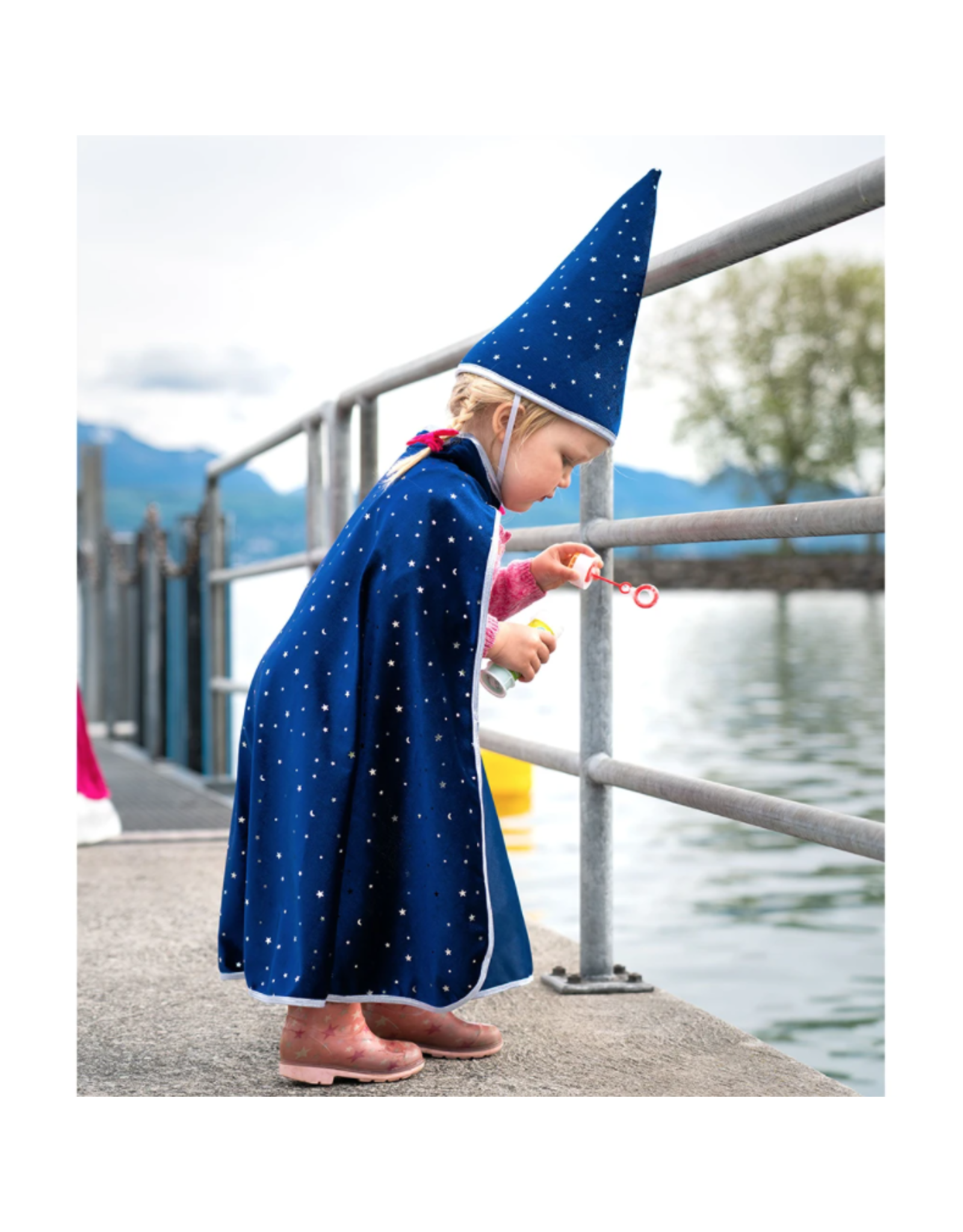 Great Pretenders Glitter Wizard Cape & Hat Blue 4-6