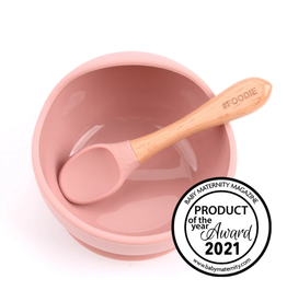 Glitter and Spice Silicone Bowl & Spoon Set, Dusty Rose
