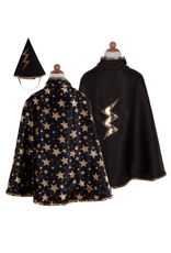 Great Pretenders Reversible Wizard Cape & Hat Black/Gold Size 4-5