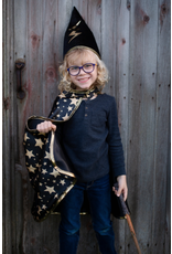 Great Pretenders Reversible Wizard Cape & Hat Black/Gold Size 4-5