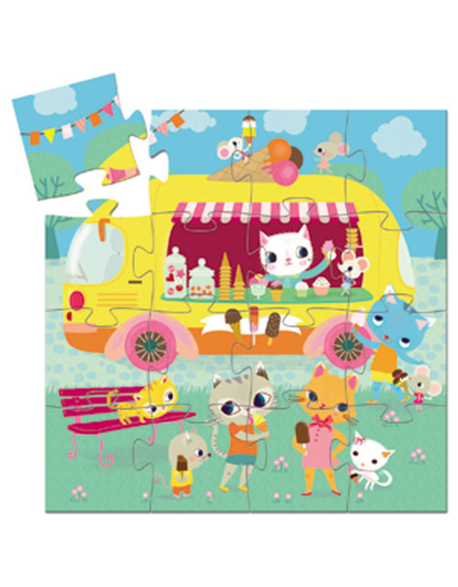 Djeco 16 Pieces Silhouette Puzzle The Ice Cream Truck