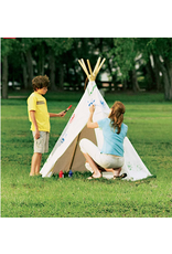 HearthSong 7’ Children’s Cotton Canvas Teepee with Wooden Poles