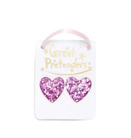 Great Pretenders Boutique Glitter Heart Clip on Earrings, Assorted