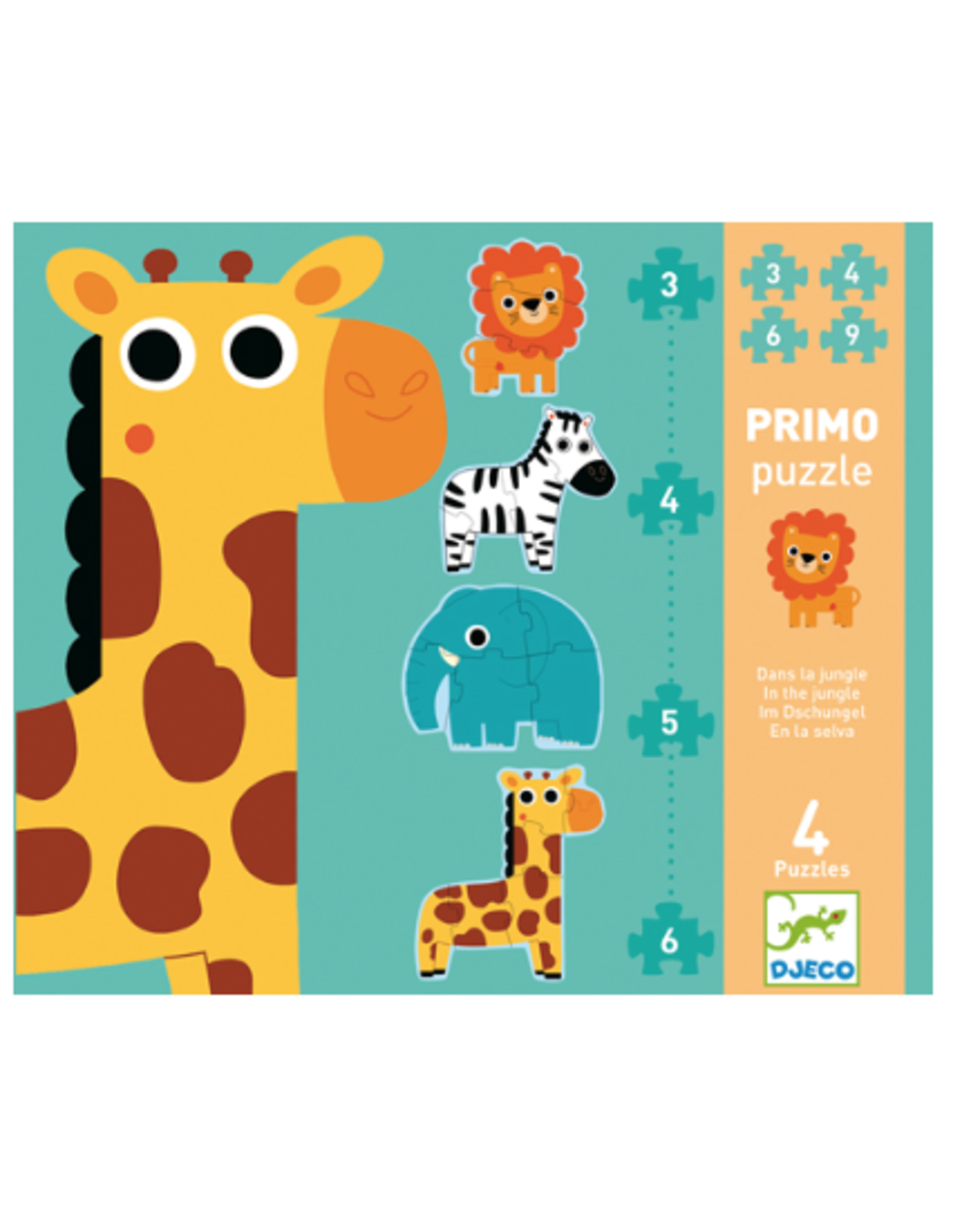 Djeco 3, 4, 6, 9 pcs. Primo  Puzzle, In The Jungle