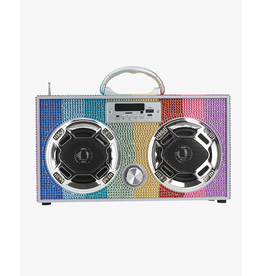 Wireless Express Retro Boombox Bluetooth Speaker, Rainbow Bling