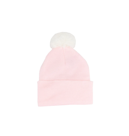 Newborn Hat Single Pompom Pink