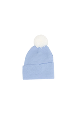 Newborn Hat Single Pompom Blue