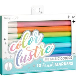 Ooly Color Lustre Metallic Brush Markers, Set of 10