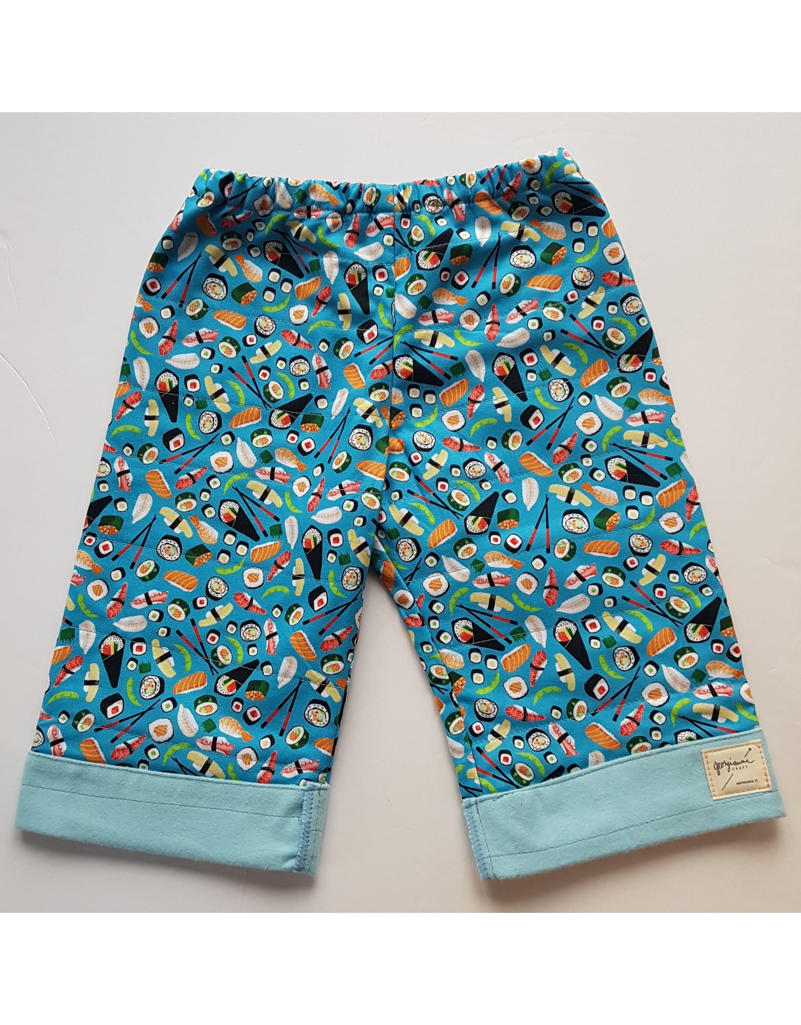 Georgi Pearson Quilty Pants, Sushi Toss on Blue