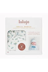Lulujo Baby Hello World Blanket & Knotted Hat Blueberries