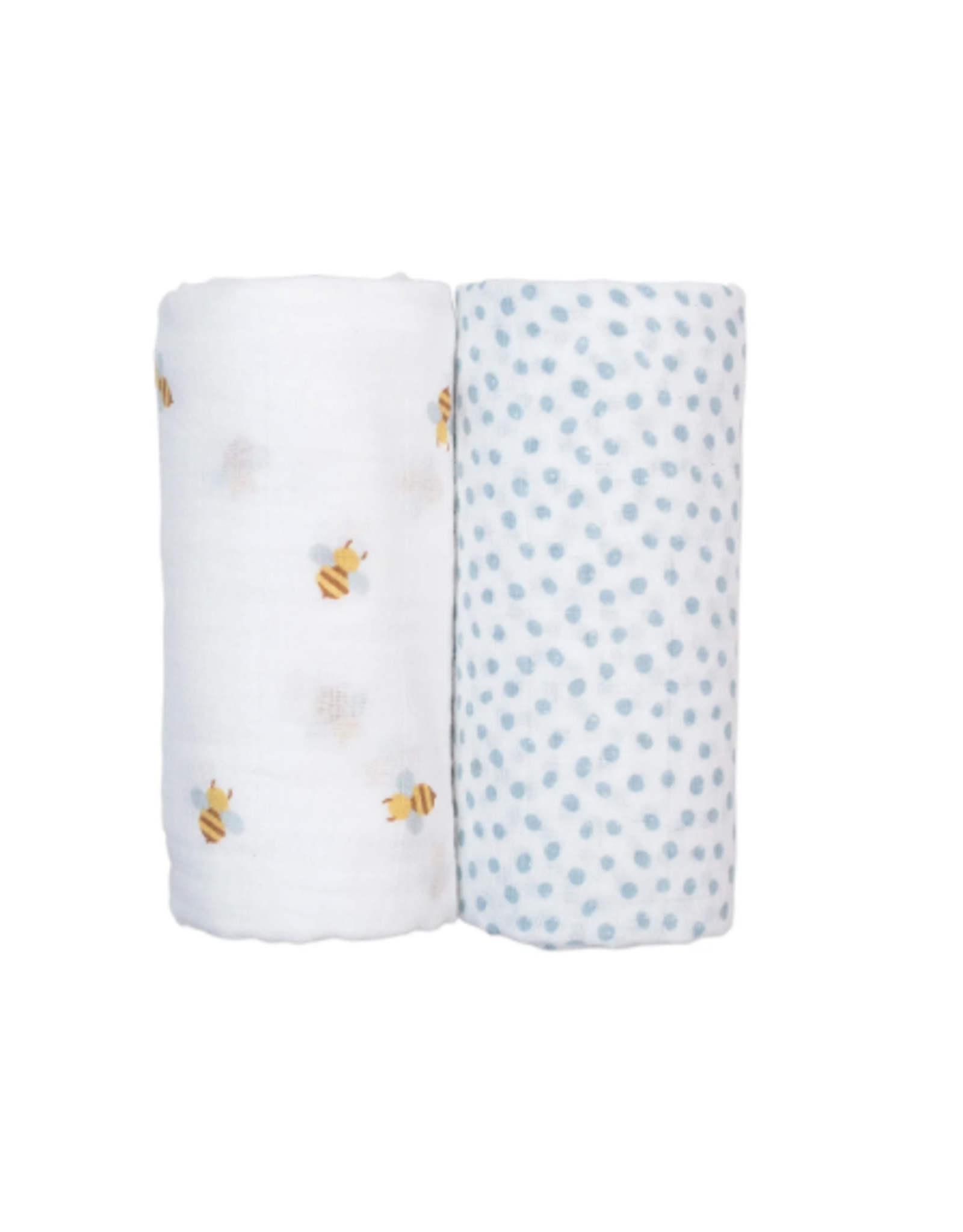Lulujo Baby Cotton Muslin Swaddles 2 Pack  Bees & Blue Dots