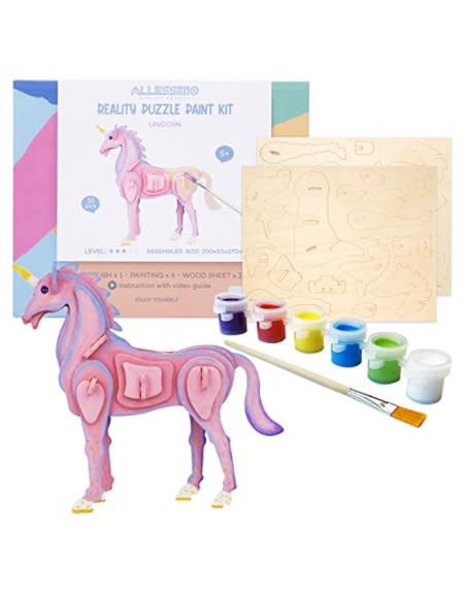 Hands Craft 3D Wooden Puzzle Paint Kit:Unicorn