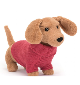 Jelly Cat Sweater Sausage Dog Pink