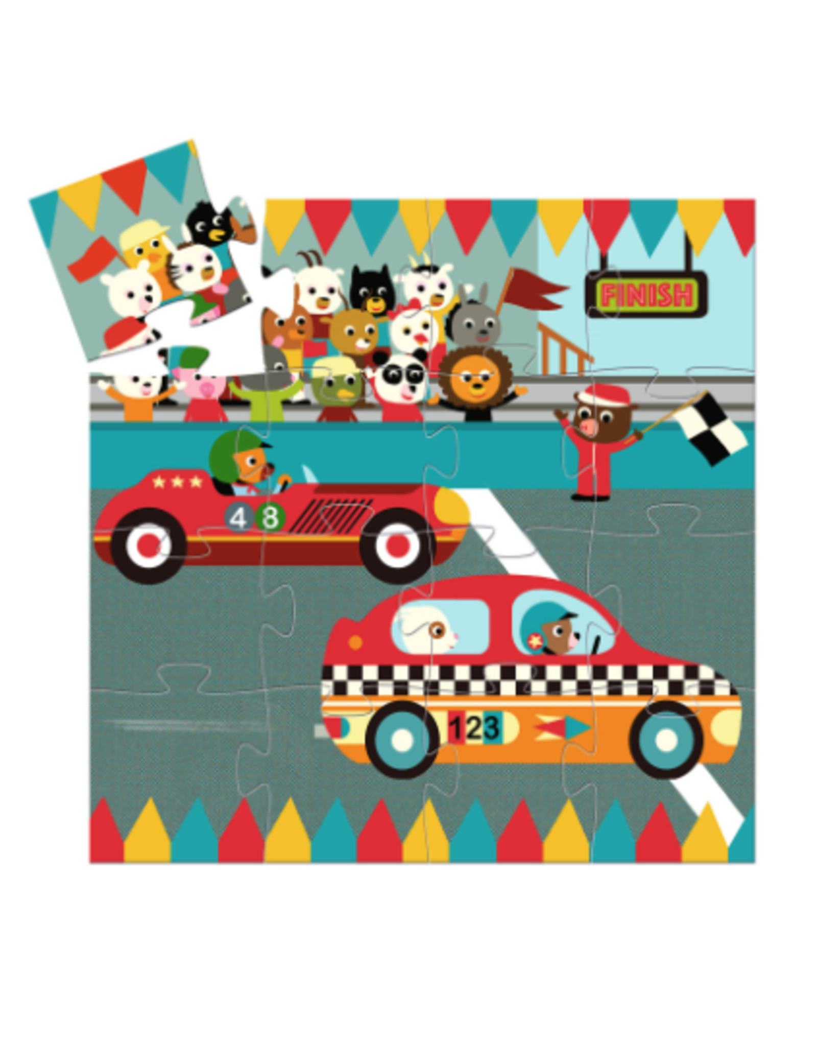 Djeco 16 Pieces Silhouette Puzzle The Racing Car
