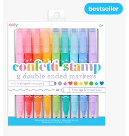 Ooly Confetti Stamp Double-Ended Markers Set of 9