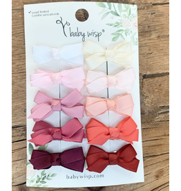 Baby Wisp Chelsea Bow Snaps Clips 10pk Coral Sunrise