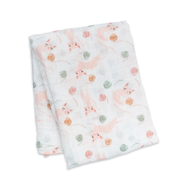 Lulujo Baby Muslin Swaddle Blanket Kitty