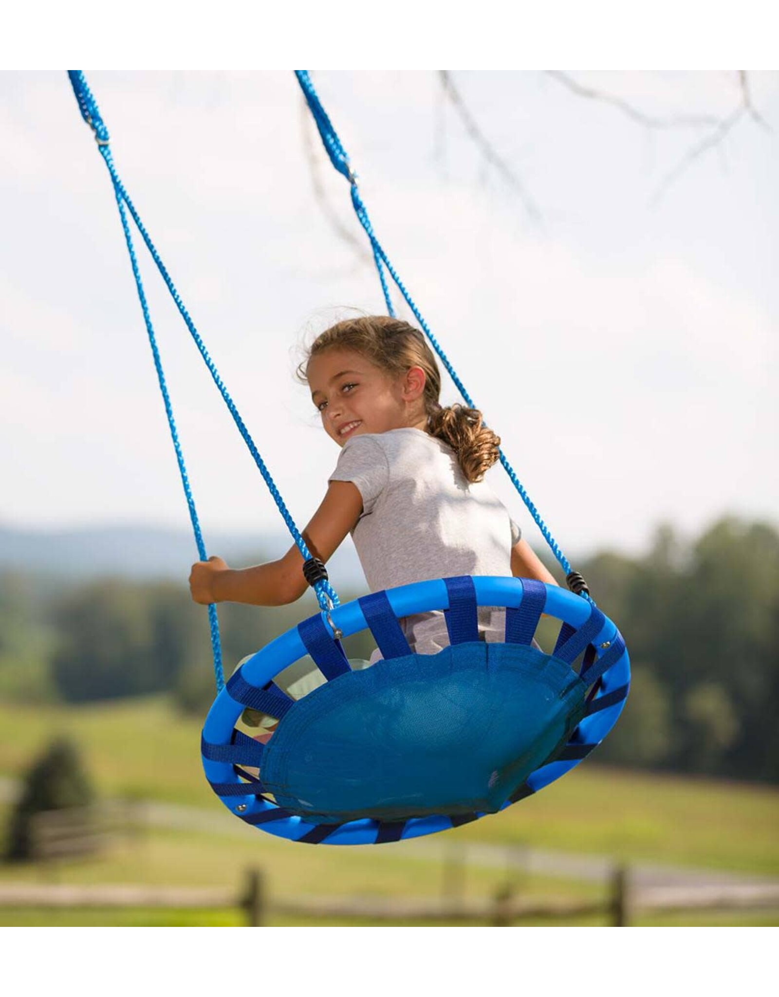 HearthSong Colorburst Round Swing Blue