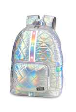 Top Trenz Iridescent Diamond Puffer Backpack W/ Gradient Star Straps