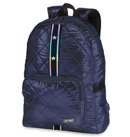 Top Trenz Navy Diamond Stitch Backpack W/ Gradient Star Straps