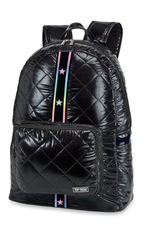 Top Trenz Black Daimond Stitch Backpack With Gradient Star Straps