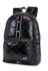 Top Trenz Black Diamond Stitch Backpack With Gradient Star Straps
