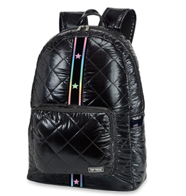 Top Trenz Black Daimond Stitch Backpack With Gradient Star Straps