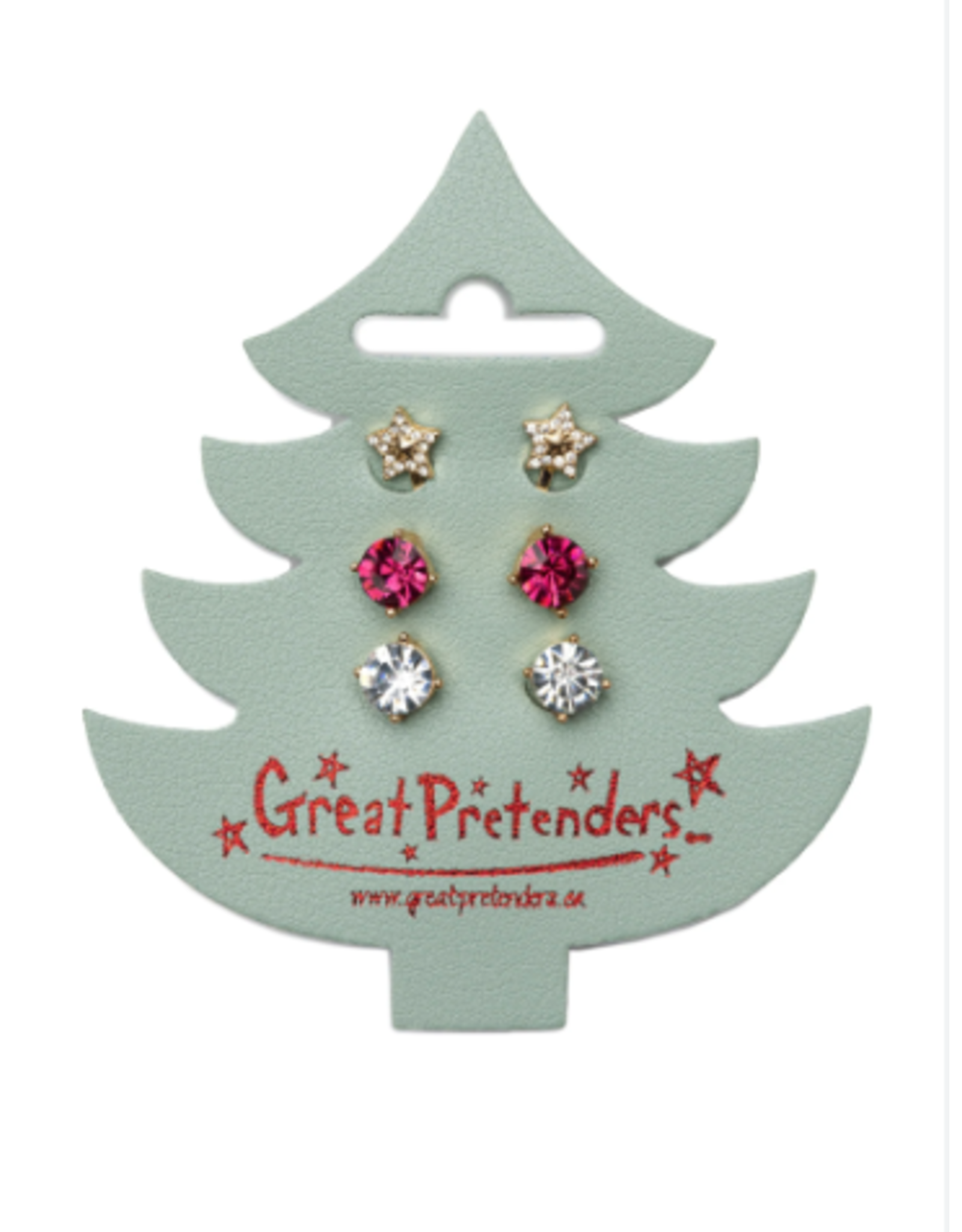 Great Pretenders Holiday Pleather Tree Clip On Earrings