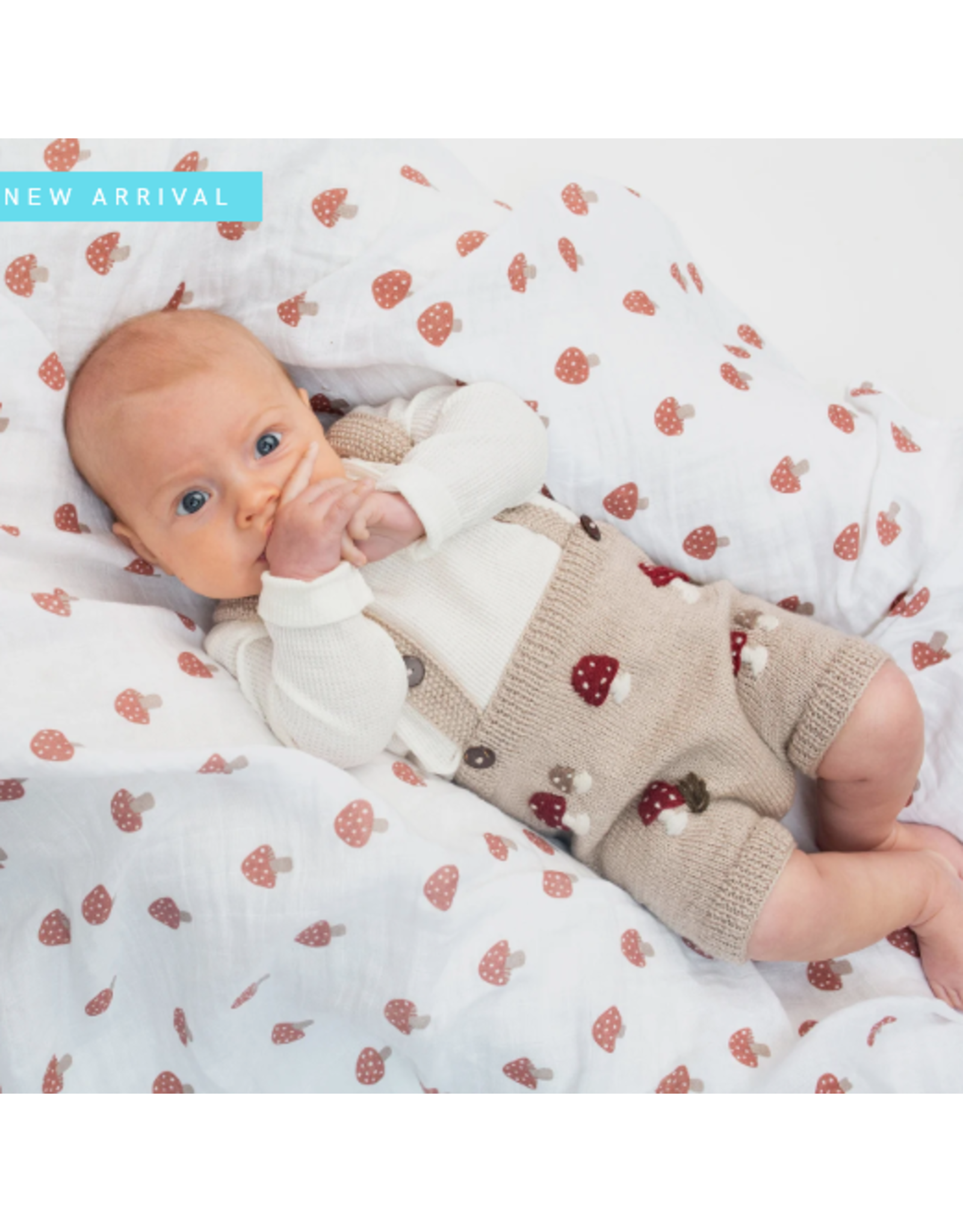 Lulujo Baby Swaddle Blanket Muslin Cotton LG Mushroom 0M+