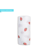Lulujo Baby Swadle Blanket Muslin Cotton LG Strawberries 0M+