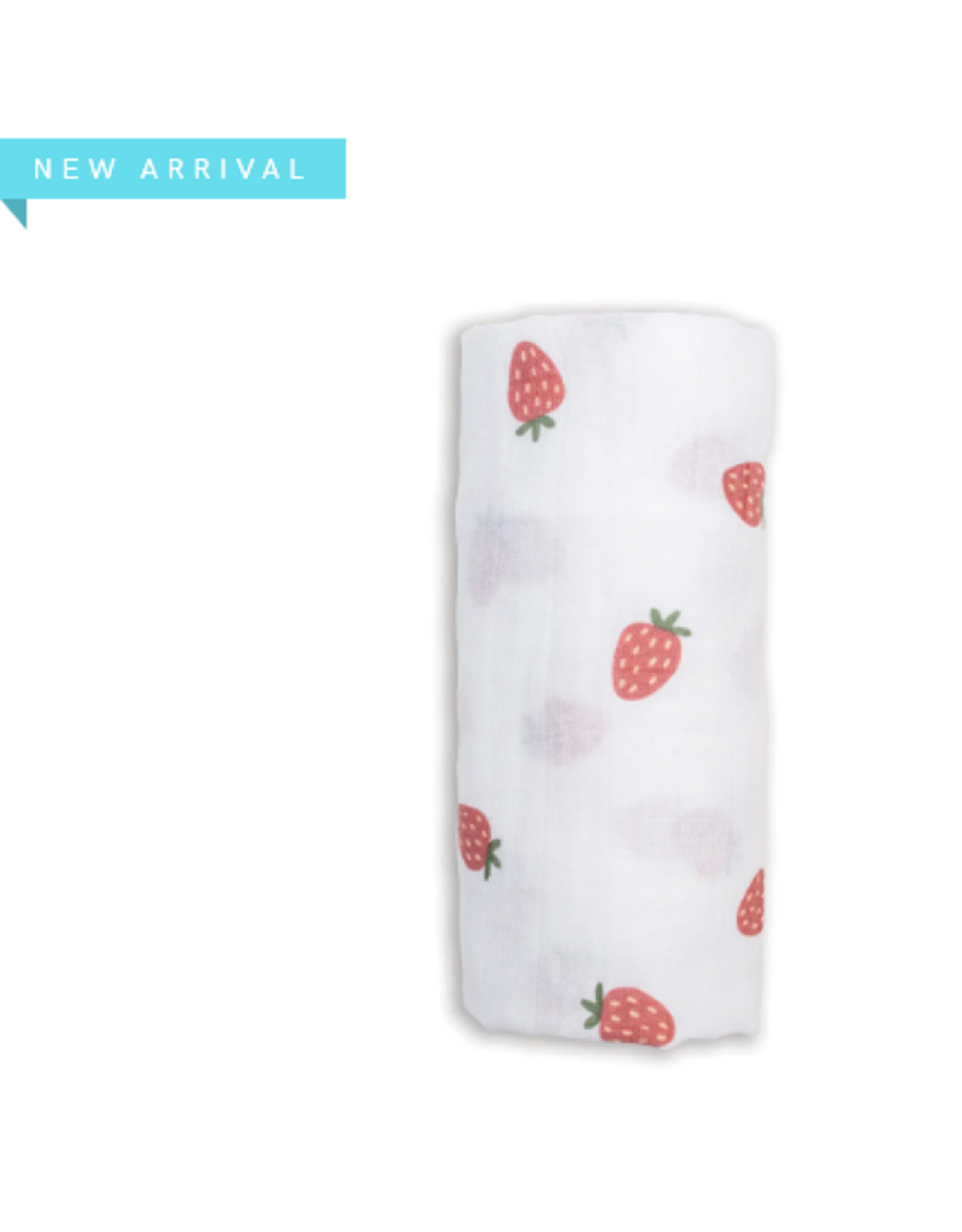 Lulujo Baby Swadle Blanket Muslin Cotton LG Strawberries 0M+
