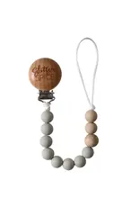 Glitter and Spice Pacifier Clip Frosty Gray