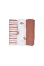 Lulujo Baby Cotton Recieving Blankets 3 Pack Strawberries