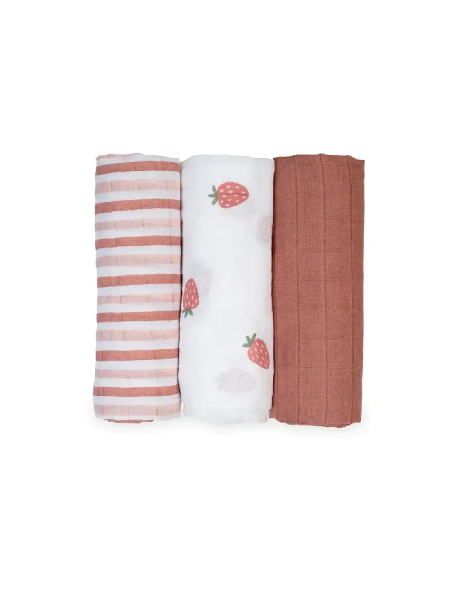 Lulujo Baby Cotton Recieving Blankets 3 Pack Strawberries