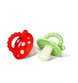 RazBaby RaZbaby Chompy Mushroom Silicone Teether 2 Pack Red & Green