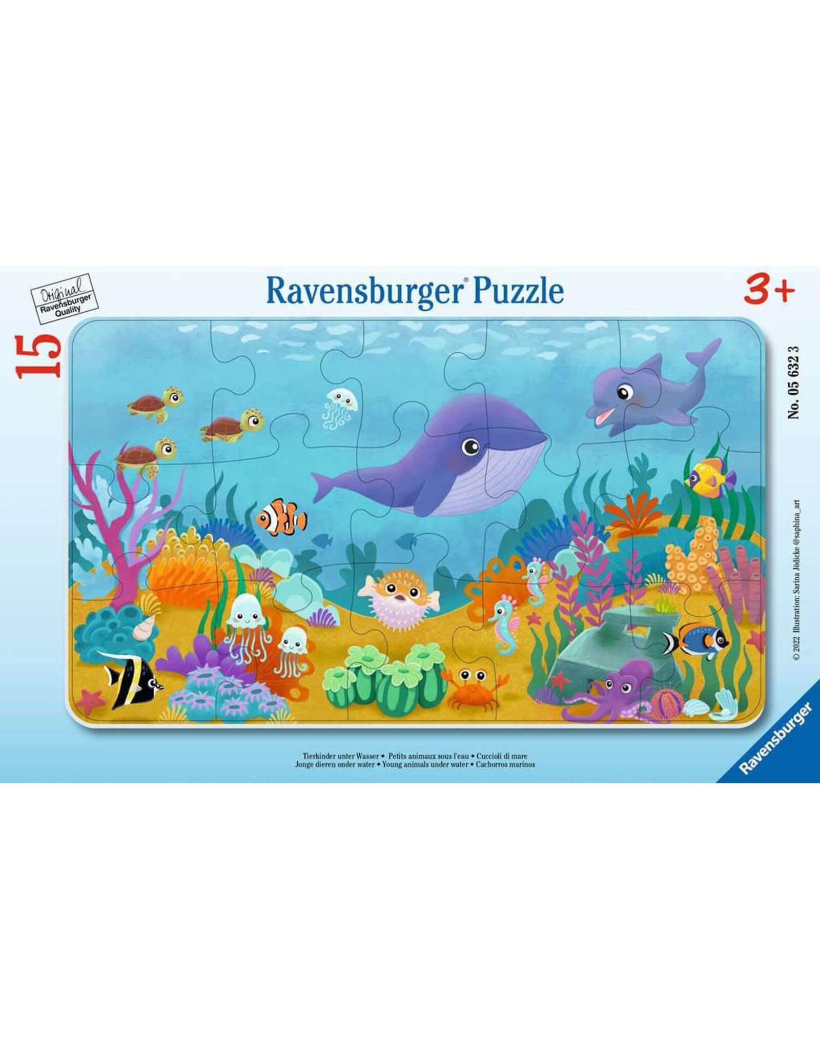 Ravensburger 15 Piece Young Animals Under Water Frame Puzzle