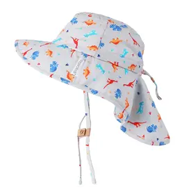 FlapJackKids Sun Hat Neck Cape Multi Dino