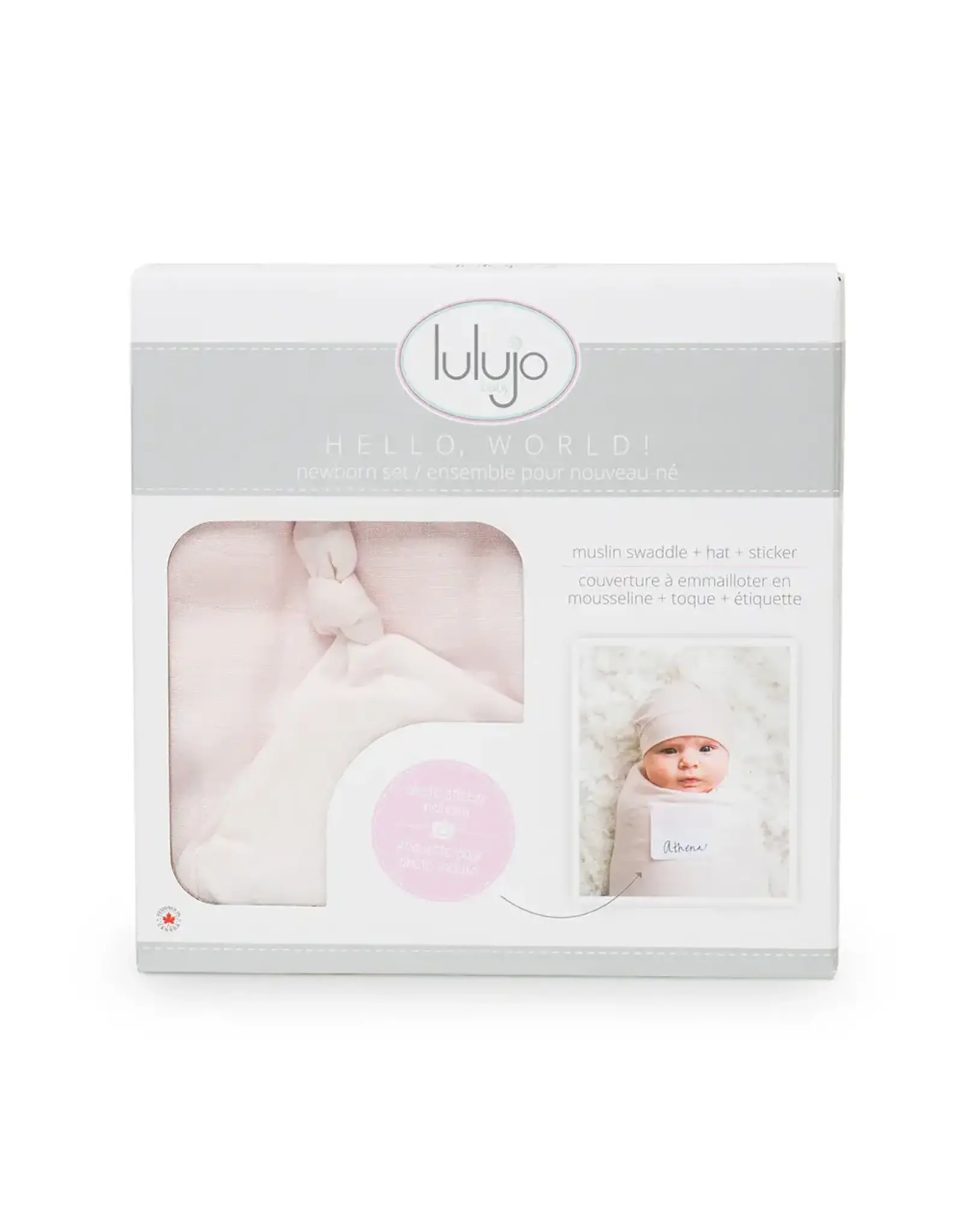 Lulujo Baby Lulujo Hello World Blanket & Knotted Hat Pink