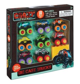 THiN AiR Brands Crazy Truck Die Cast Pull back Trucks 10 Piece Set