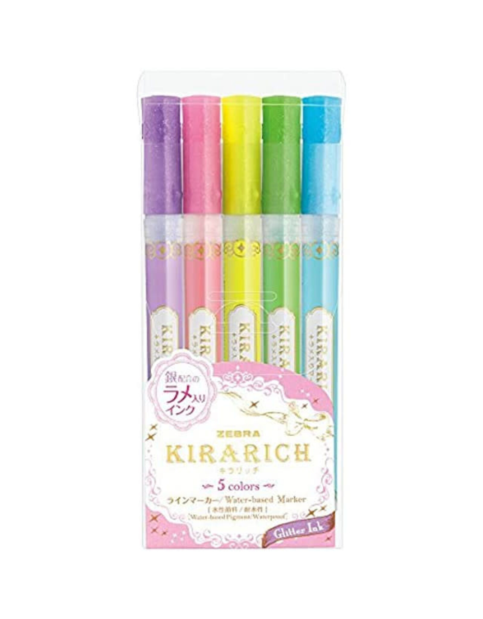 Zebra Kirarich Glitter Highlighter Assorted 5 Pack