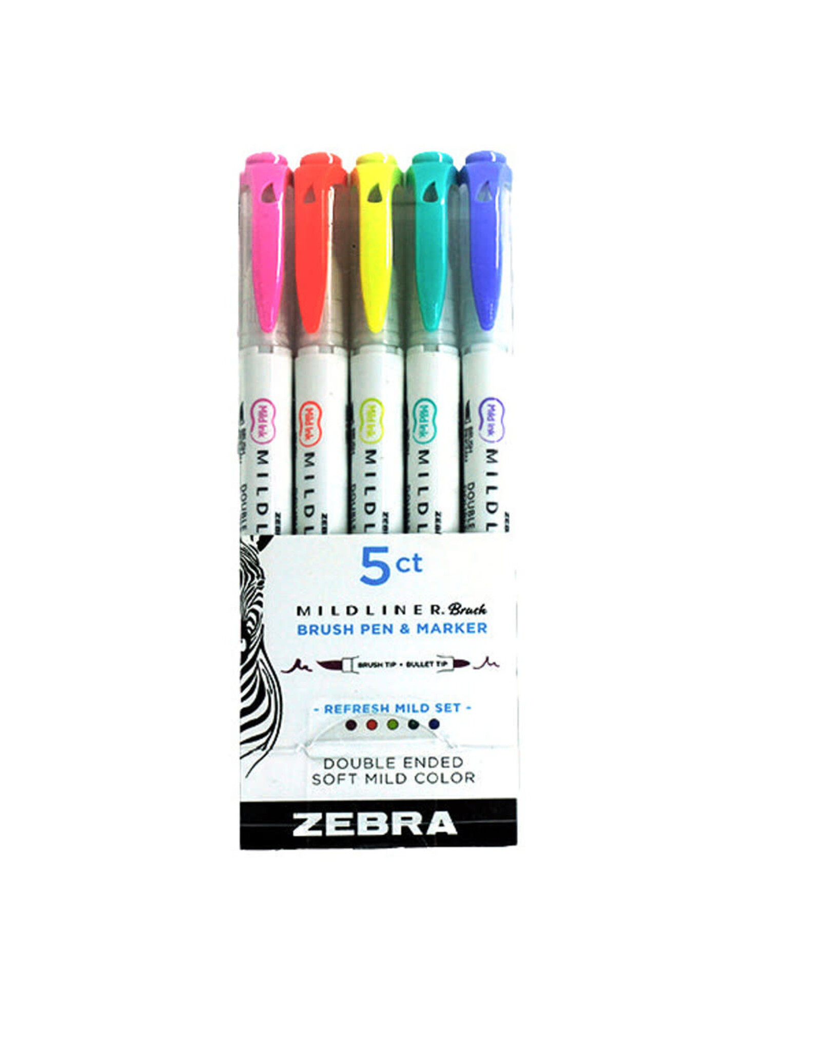 Zebra Zebra Mildliner Double Ended Highlighter 5 Packs Fluorescent
