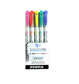 Zebra Zebra Mildliner Double Ended Highlighter 5 Packs Fluorescent