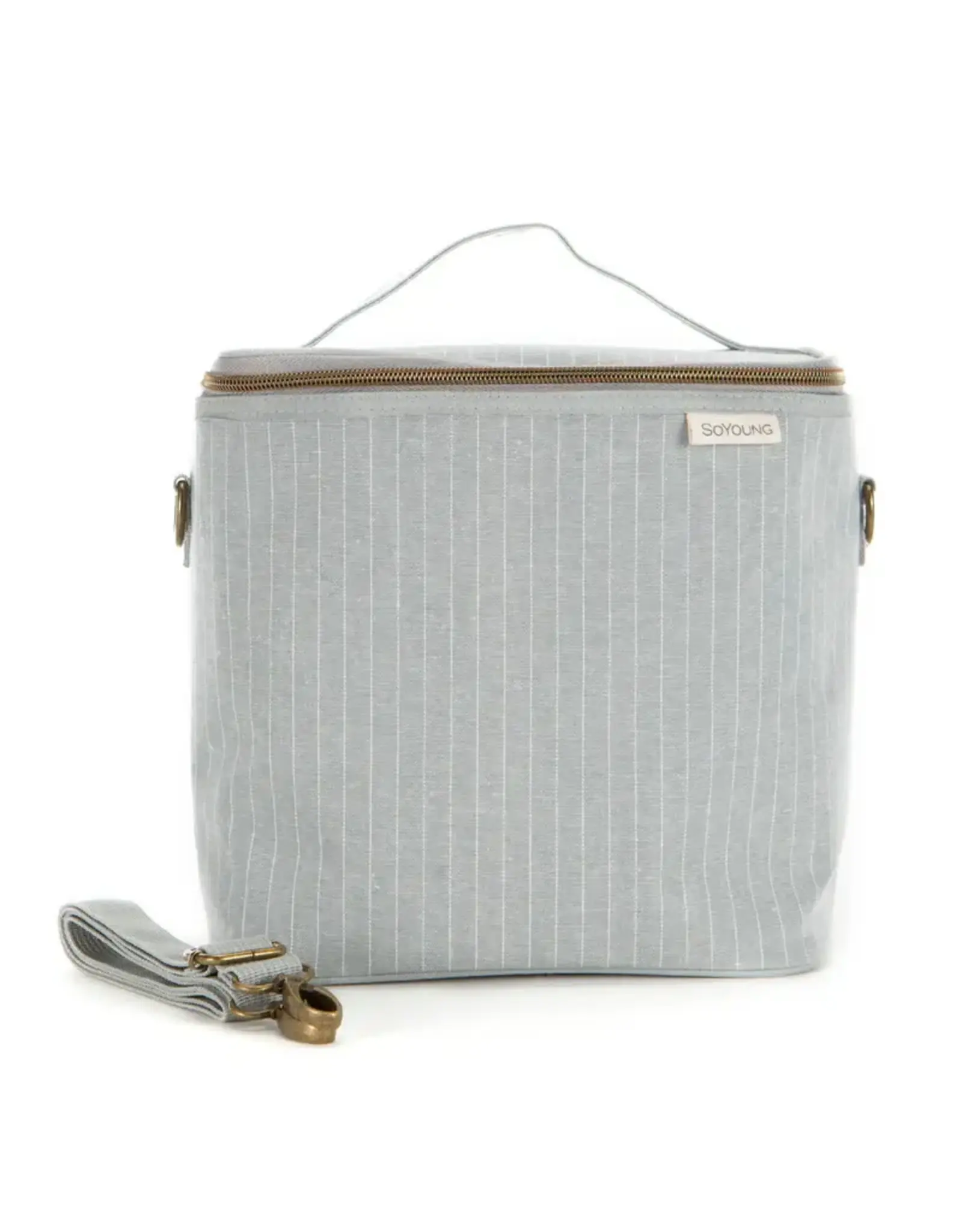 So Young Pinstripe Heather Grey Lunch Poche