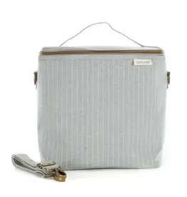 So Young Pinstripe Heather Grey Lunch Poche