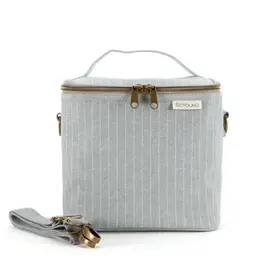 So Young Pinstripe Heather Grey Petite Lunch Poche