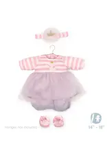JC Toys Pink Striped dress With Tulle Skirt, Shorts, Headband And Booties