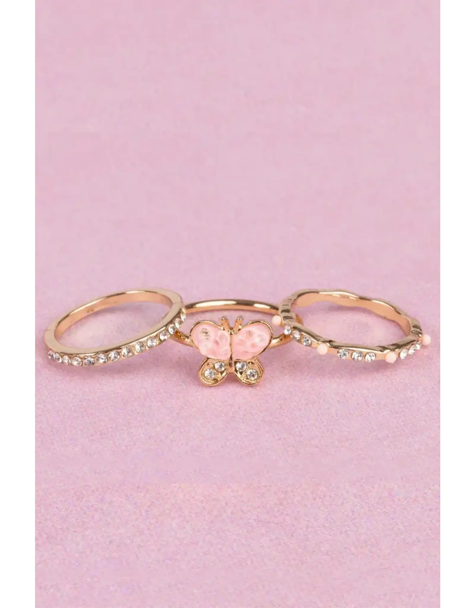 Great Pretenders Boutique Chic Butterfly Garden Rings 3 Pieces