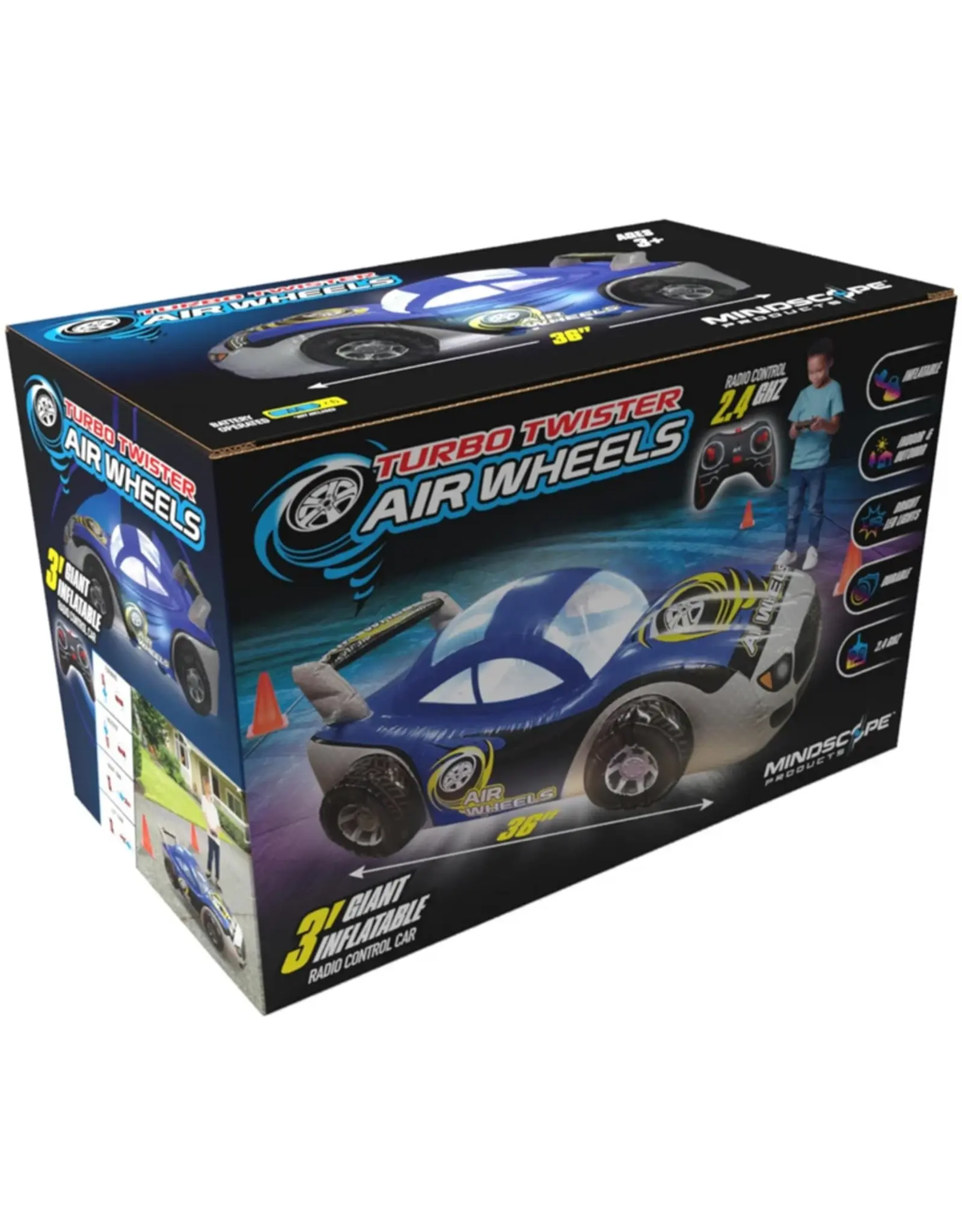 Mindscope Products Turbo Twister Air Wheels Inflatable Race Car Blue