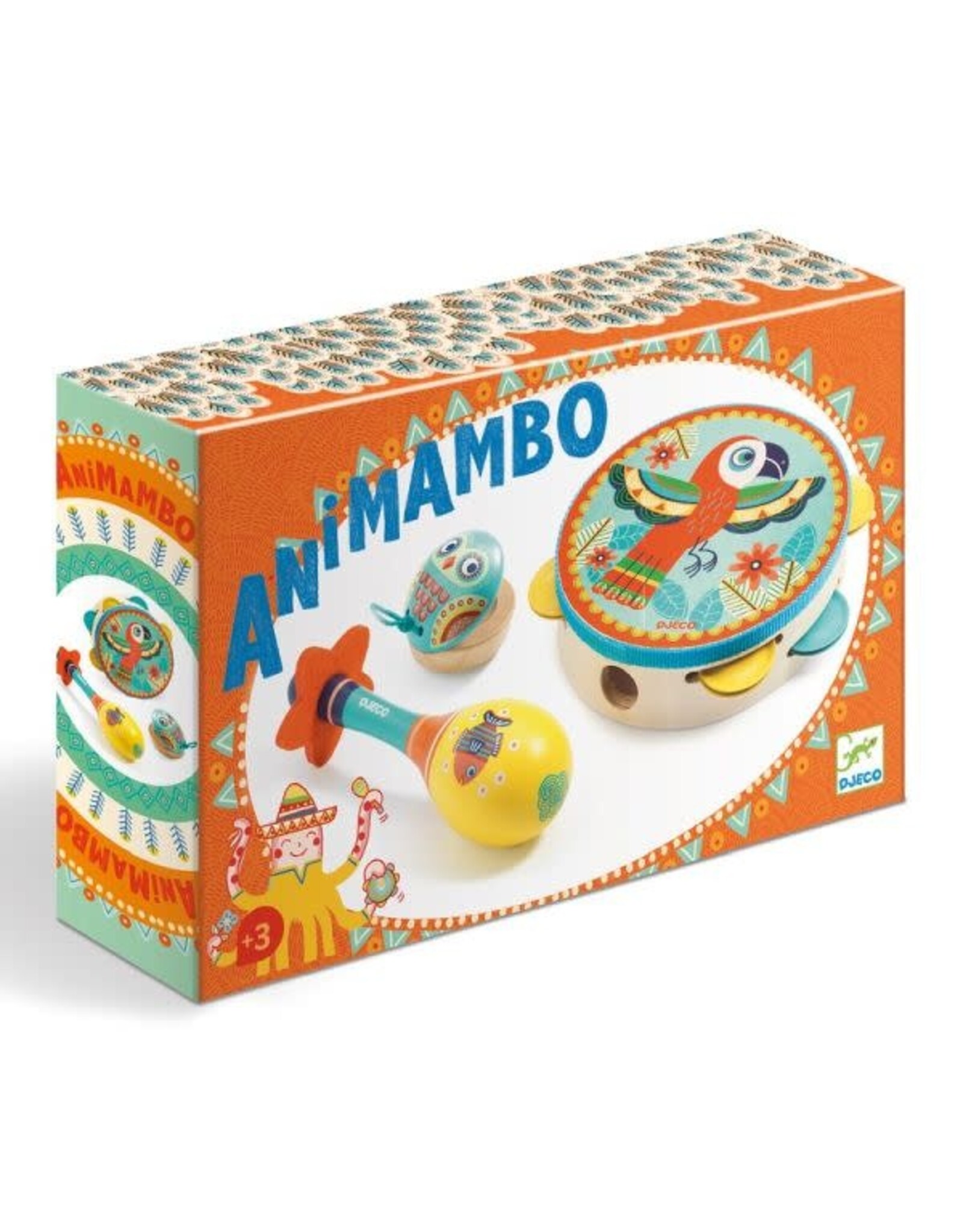 Djeco Animambo Tambourine, Maracas, Castanet Set